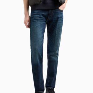 Emporio Armani J75 SLIM-FIT, STONE-WASHED STRETCH DENIM JEANS / size 36